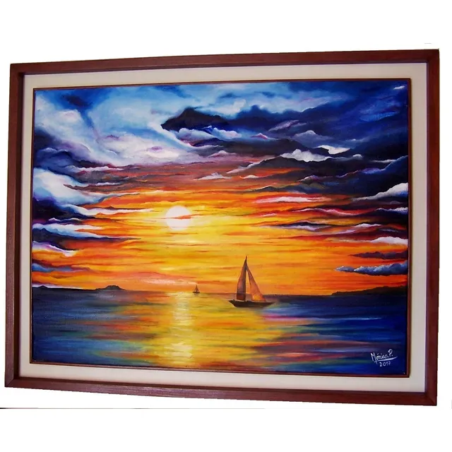 Cuadro Pintura Óleo Impresionista Con Marco