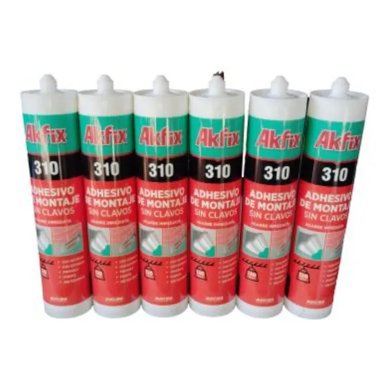 Silicona Adhesivo De Montaje Sin Clavos 310 Ml. Akfix 6 Uni.
