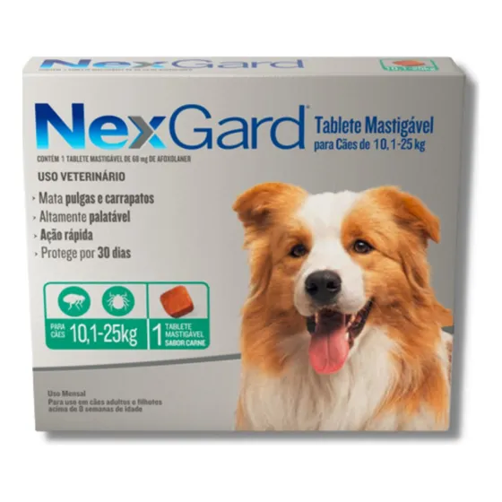 Antipulgas E Carrapatos Nexgard Para Cães De 10 A 25 Kg