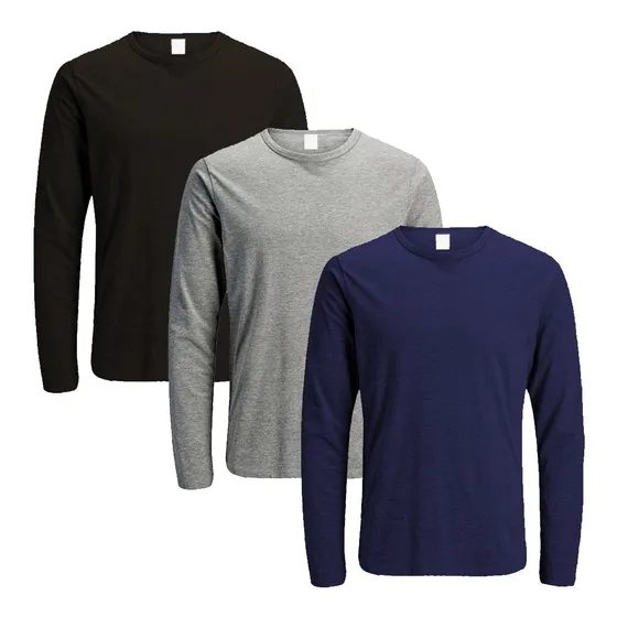 3x Remera Manga Larga Unisex Camiseta Básica 100% Algodón 