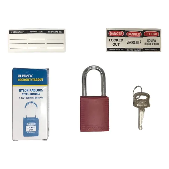 Candado De Seguridad Rojo Marca Brady De Argolla De 38mm