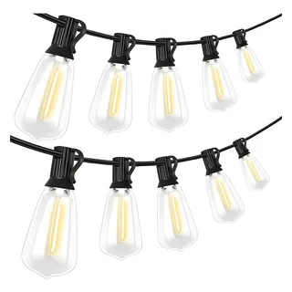 Guirnalda De Luces Led Exterior 25m 25+2 Focos St38 Luz Vintage Decorativas Para Jardín Patio Boda Navidad Ununmx
