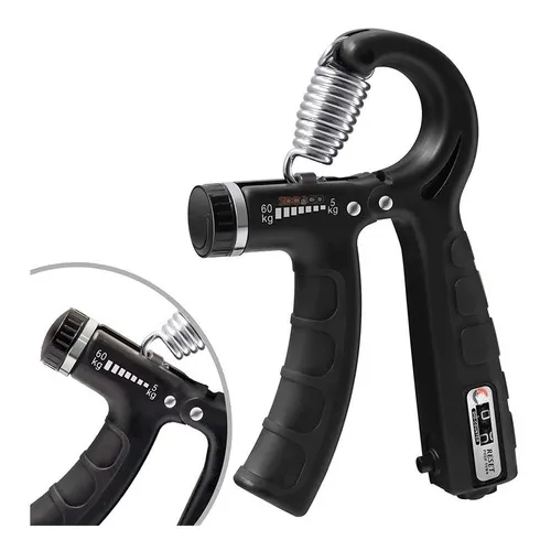 Tensor Hand Grip 60 Kg Contador Fortalece Mano Terapia Brazo Color Negro