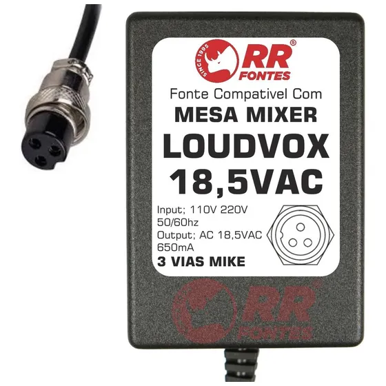 Fonte Mesa Som Mixer Loudvox Ml802/1202fx 18,5vac X2 650ma