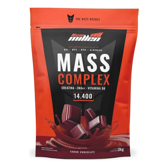 Hipercalórico Mass 14.400 3kg New Millen Sabor Chocolate