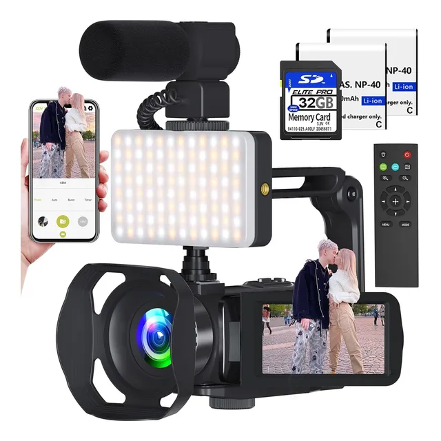 Cámara De Video Vetek, 8k Uhd, 48mp, Zoom 18x, Con Wifi