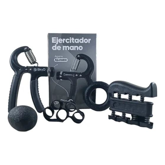 Hand grip 5 ejercitadores mano muñeca antebrazo graduable color negro