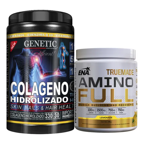 Colágeno Hidrolizado Resveratrol Q10 Vits C E Aminos Genetic Sabor Limonada
