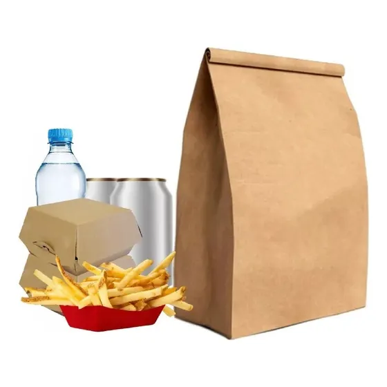 Bolsa Delivery Papel Kraf 38x26x16 Cm. Ecologicas X 100 U.