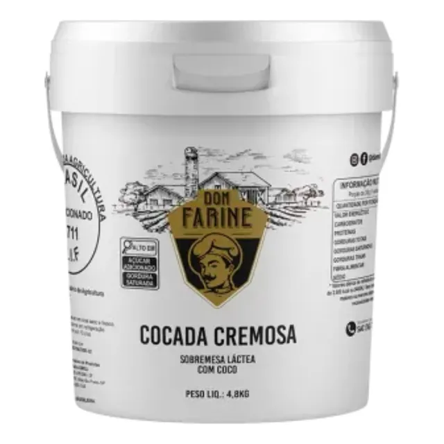 Cocada Cremosa Balde 4,8kg - Sobremesa Láctea Com Coco