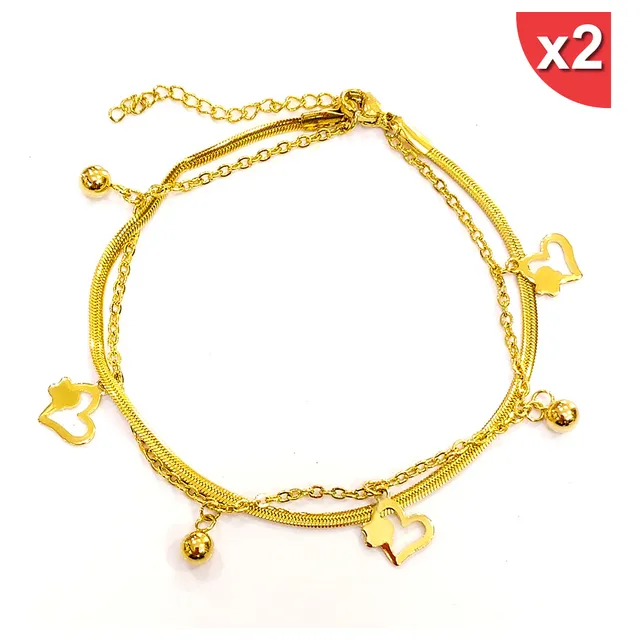 Tobillera Doble De Dama Acero Inoxidable (somos Mayorista)