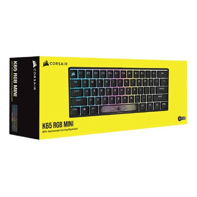 Teclado gamer Corsair K65 RGB MINI QWERTY Cherry MX Red portugués Brasil color negro con luz RGB