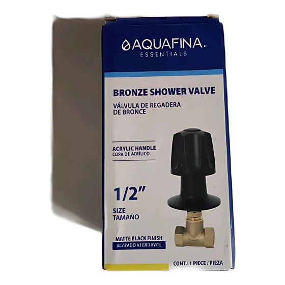 Llave Para Regadera De Bronce Negra Aquafina 1/2  A-5035bl