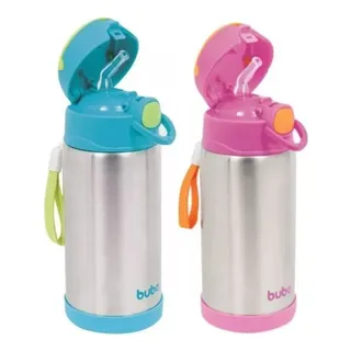 Copo Garrafa Térmica Infantil 400ml De Inox Com Canudo Buba Copo Garrafa Térmica Infantil 400ml De Inox Com Canudo Buba