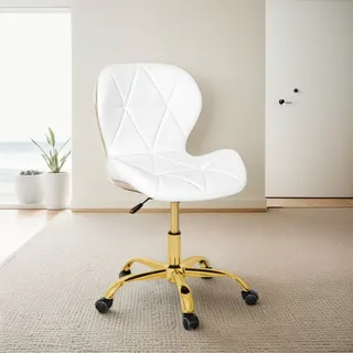 Cadeira Office Eiffel Slim Base GiratĂłria Branca - Dourada Cadeira Office Eiffel Slim Base GiratĂłria Branca - Dourada
