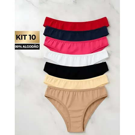 Kit 10 Calcinhas 100% Algodão Premium Envio Rápido