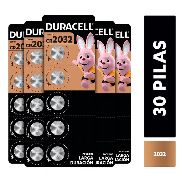 Pack 6 Tiras Pila Botón Duracell 2032 X5ud