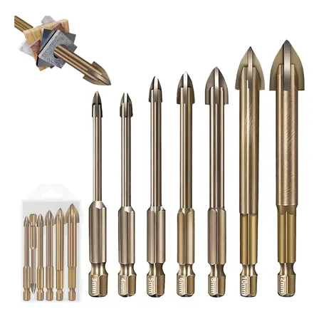 Kit 7 Broca De Titânio Liga Universal Fura Vidro Porcelanato