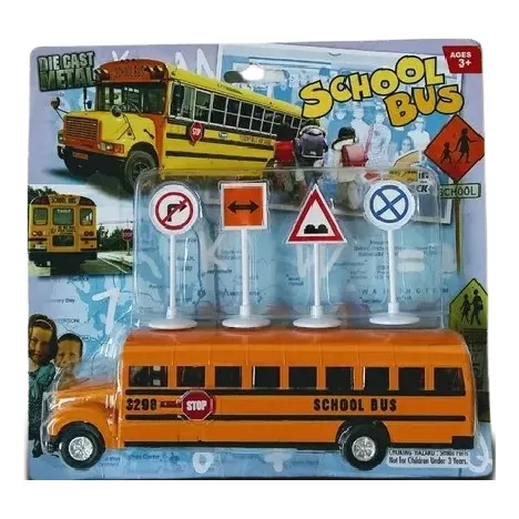 Juguete Autobus Escolar De Metal A Fricción Mide 19cm