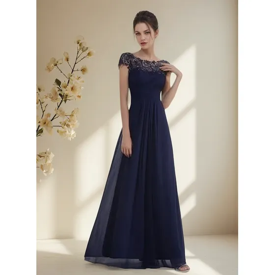 Vestido De Noche Largo Mujer Boda Novia Encaje Manga Corta