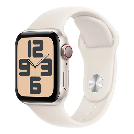 Apple Watch SE GPS + Cellular • Caja de aluminio blanco estelar de 40 mm • Correa deportiva blanco estelar - S/M - Distribuidor Autorizado