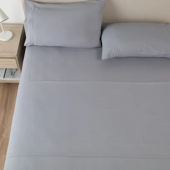 Sabana 1800 Hotel Ultra Suave + Funda Bordada - 2 Plazas - Gris | Cuotas sin interés