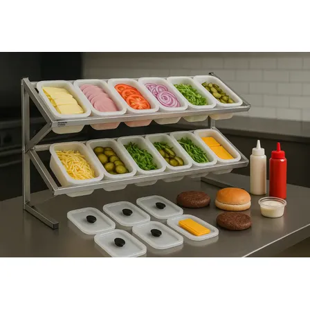 Condimentadora Condimentos Pizzaria C/ 12 Cubas Para Mesa Branco