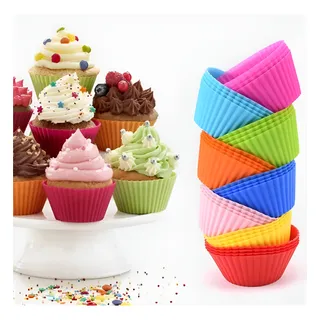 Kit 12 Formas Silicone Mini Cupcake Bolo Muffin Assadeira Kit 12 Formas Silicone Mini Cupcake Bolo Muffin Assadeira