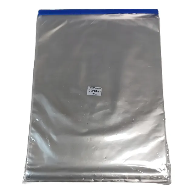 Saco Adesivado Transparente 30x40+4 C/100 Un - P/ Roupas