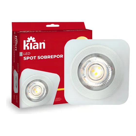 Spot Led Sobrepor Quadrado Branco 5w 3000k Branca Quent Kian