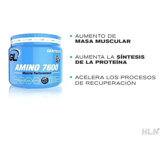 Amino 7600 Gentech 150 Compr - Aminoacidos Masa Muscular Sabor Sin sabor