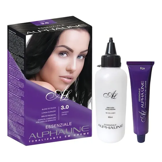 Tonalizante Sem Amônia Para Cabelos Essenziale Alpha Line Tom 3.0 castanho escuro