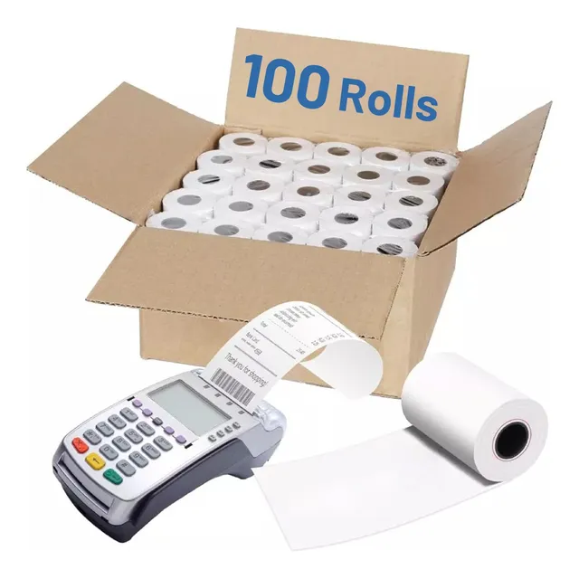Caja 100 Rollos Papel Térmico 58mm 57mm X 40mm Color Blanco