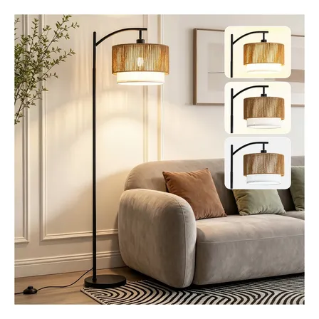 Luminaria De Chao Led Preta Abajur Com Cupula Para Dala Sala Marrom-claro Preto