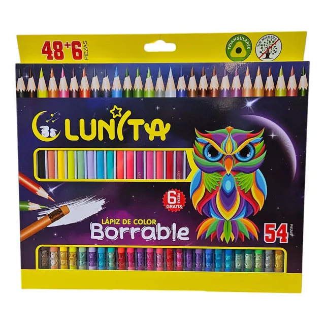 Lapices De Colores Borrables Lunita 48 Colores + 6