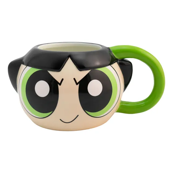 Taza Grande De Cerámica 3d Chicas Super Poderosas 590 Ml Color Verde Bellota