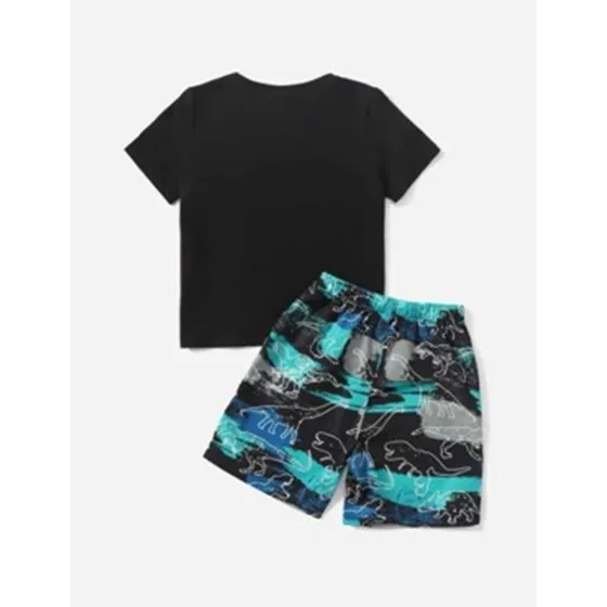 Shein Conjunto Niño Con Estampado De Dinosaurio