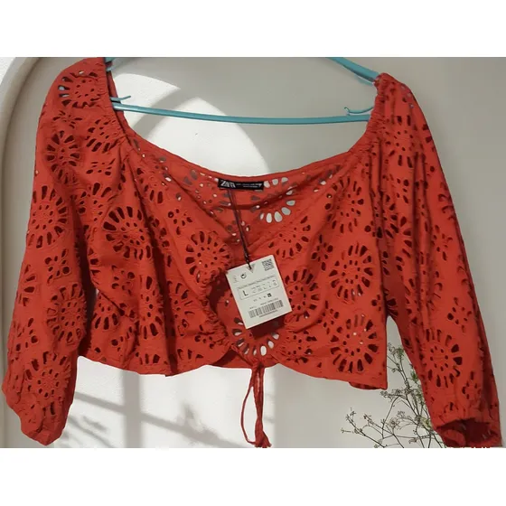 Blusa Crop Top,naranja,zara,t.l.nueva