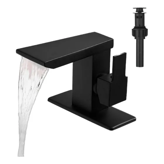 Canilla Baño Monocomando Cascada 1/3 Agujeros Negro Mate