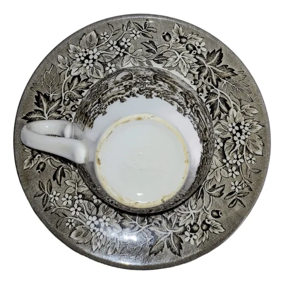 Taza Te C/ Plato Vintage Sellado Base Vitrina Regalo Navidad