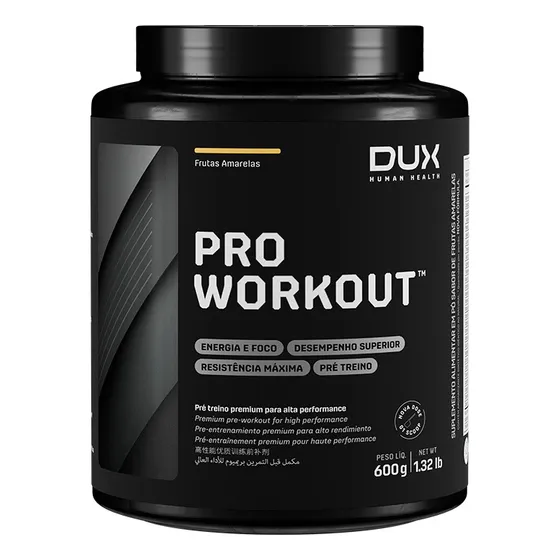 Pré Treino Pré Workout Pro 600g Dux Nutrition Creatina Sabor Frutas Amarelas