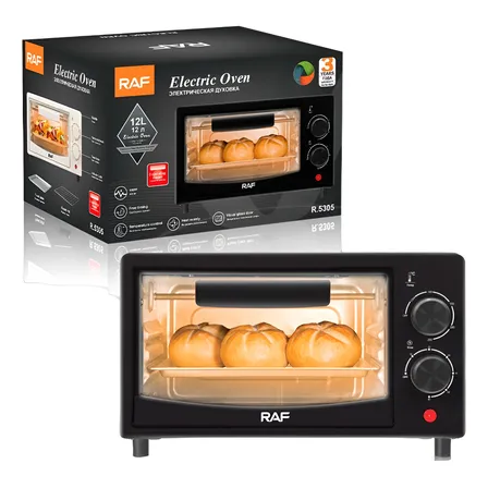 Horno Eléctrico De Mesa Negro Tostador 12l  Raf R5305b 800w
