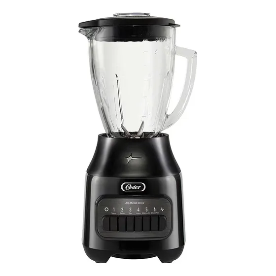 Oster Licuadora con Vaso de Vidrio Refractario Boroclass y 6 Velocidades más Pulso Ideal para Recetas Frias y Calientes Negro BLSTPEGBPB