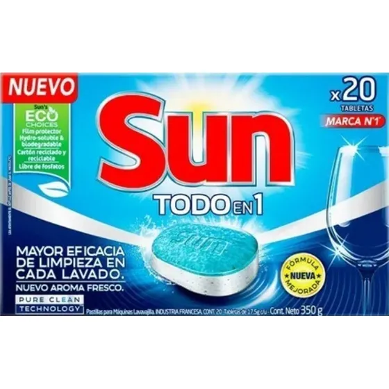 Detergente En Pastillas Jabón Lavavajillas Lavaplato Sun X40