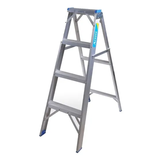 Escalera Aluminio Tijera 4 Escalones Alpina - Rex Color Plateado