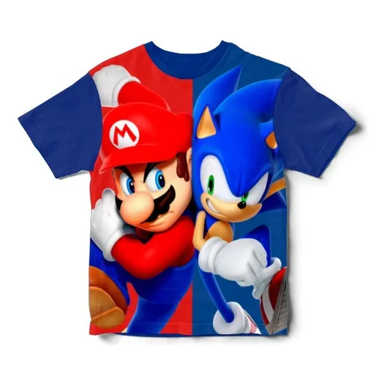 Franela Para Niños De Super Mario Vs Sonic 