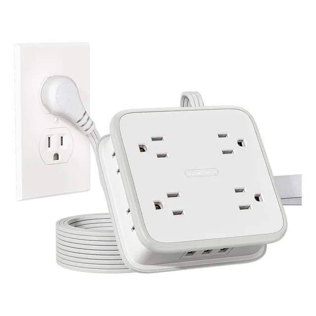 Cable Extensión 10 Pies, 8 Tomas Usb, 3 Puertos
