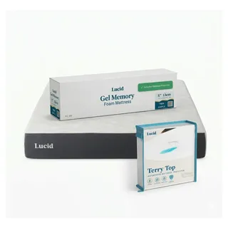 Kit Colchón Lucid Matrimonial 25cm Suave + Protector Blanco Sensación Suave