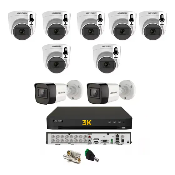 Dvr Hikvision 16 Ch Full / 07 Dome Áudio / 02 Bullet Full