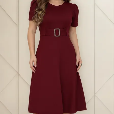 Vestido Midi Moda Cristã Evangelico Casual Crepe De Malha